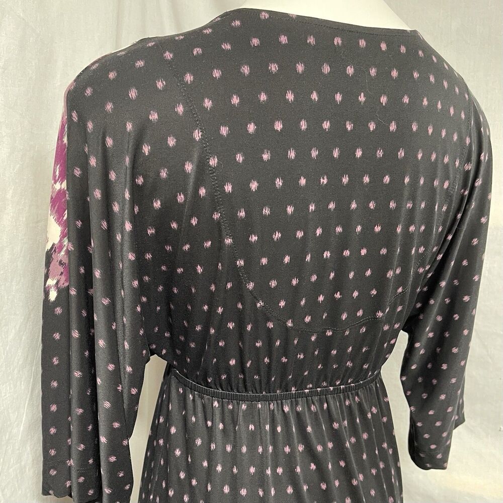 Soma Loungewear Empire Waist Tunic Dress Super Soft Black Purple Floral Sz XS - Picture 10 of 15